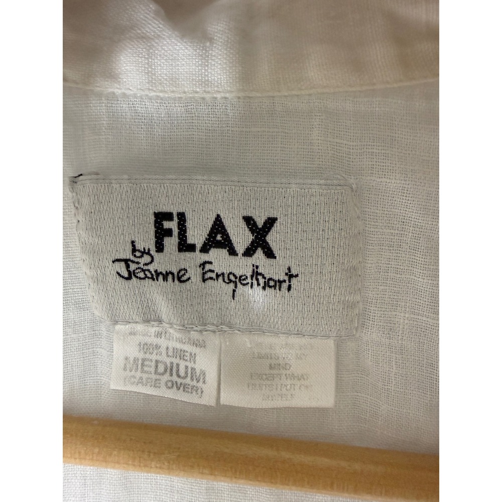 FLAX by Jeanne Engelhart White 100% Linen Sleeveless Button Down Top medium - Picture 4 of 6